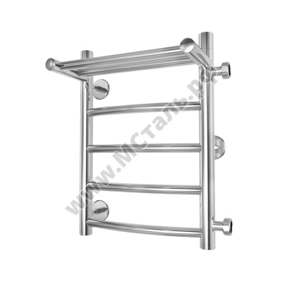 Дуга с горячей полкой и боковым подключением узкий полотенцесушитель 300 мм шириной