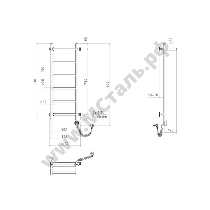 Прямая электро с фальш выводами под боковое подключение Прямая электро с фальш выводами под боковое подключение