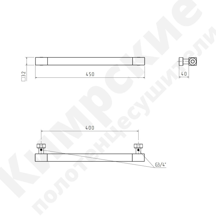 Горизонталь квадрат 400/450х32